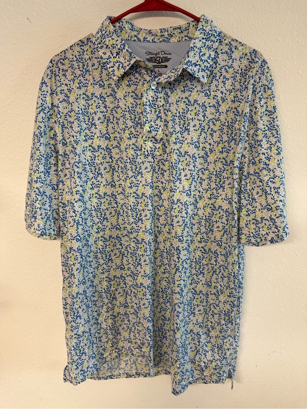Straight Down Blue Floral Short-Sleeve Polo